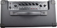 Top view of Joyo DC-30 Amplifier showing input, gain , presence, treble, middle, bass, volume, space, and effects. carrying handle is also shown.