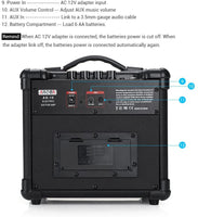 AROMA AG-10 10 Watt Portable Electric Guitar Amplifier, AC Adapter and Battery Operated