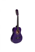 38 inch classical guitar in violet color. Viewed from front.