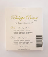 Back of Philippe Bosset Arabic oud strings set showing gauges.